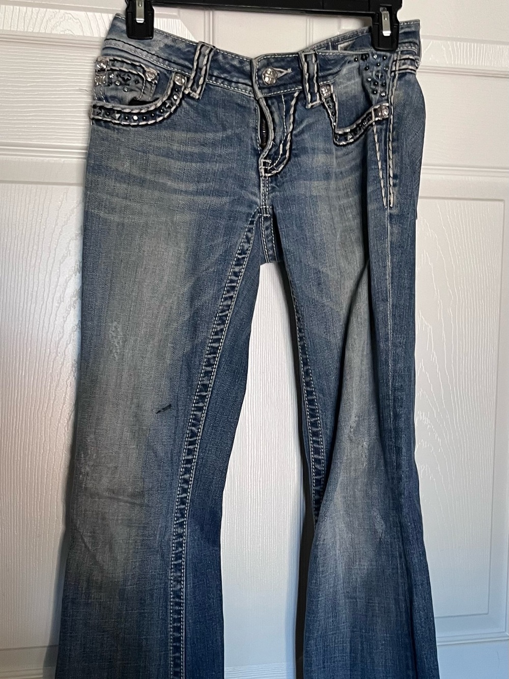 Miss Me Blue Embellished Flare Jeans